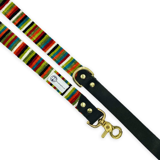 Striped Velvet and Leather Leash